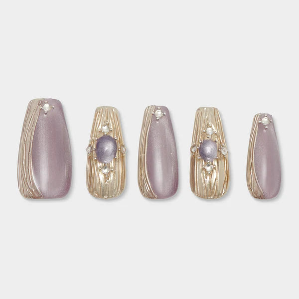 Amethyst Gold Handmade Nails