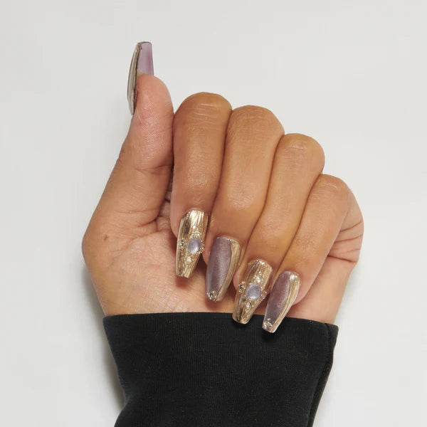 Amethyst Gold Handmade Nails